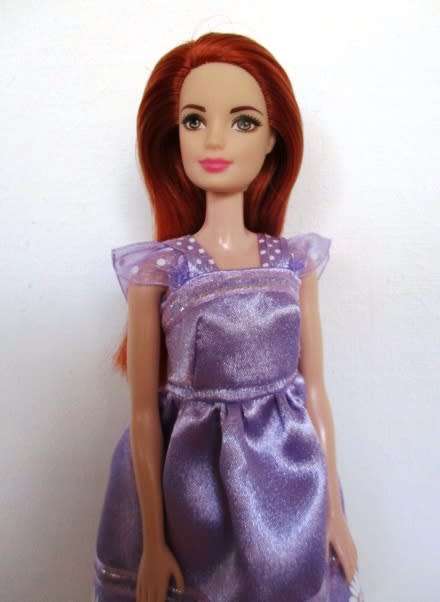 Barbie doll`s party dress - mauve gathered straps
