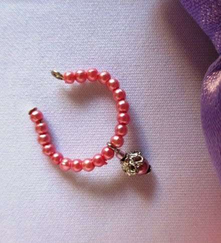 Barbie doll`s party dress - mauve/pink pleated ribbon/necklace