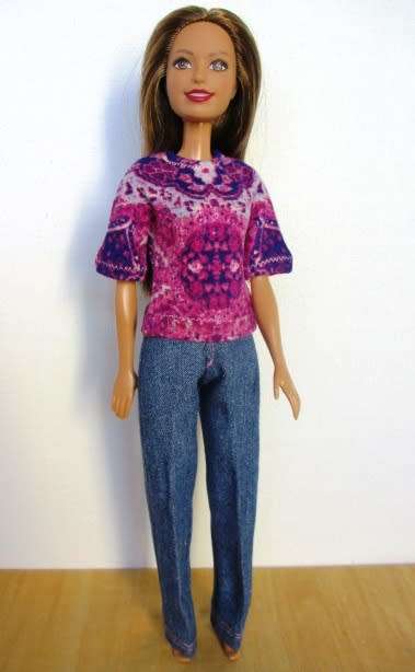 Barbie doll`s denim jeans with t-shirt - purple/pink