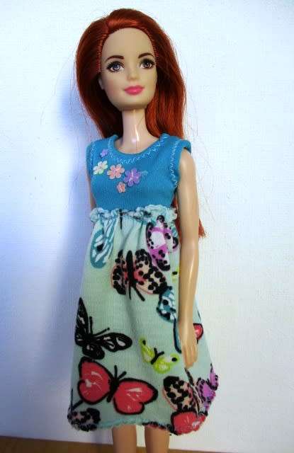 Barbie doll`s dress - turquoise butterfly