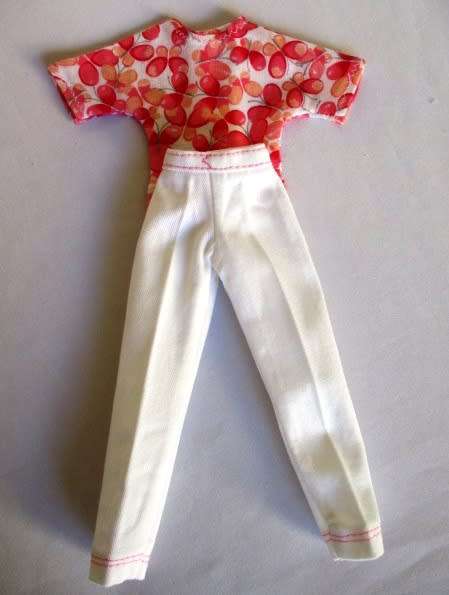 Barbie doll`s pants and t-shirt - white and pink butterfly print
