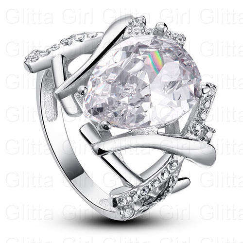 4 Carat Pear Cut Created Diamond Solid 925 Sterling Silver Ring **FREE SHIPPING**