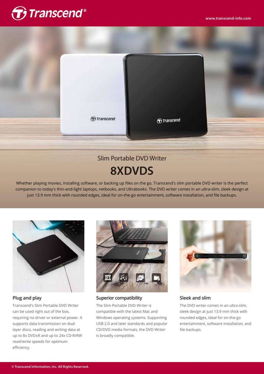 Transcend Slim Portable DVD Writer