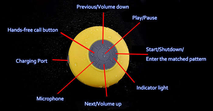 Water Resistant Shower Bluetooth Speaker 4 color