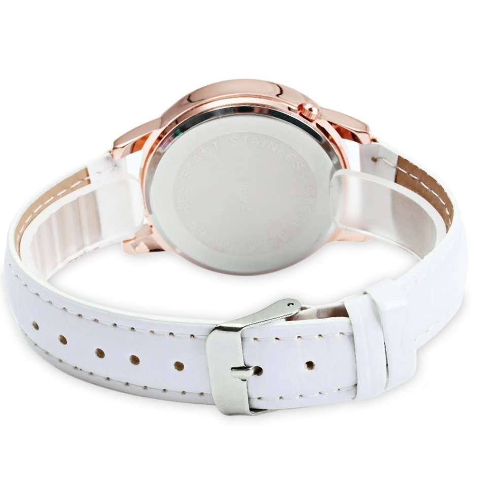 Gogoey 1892 Women Rhinestone Quartz Watch Eiffel Tower Embossment Pattern