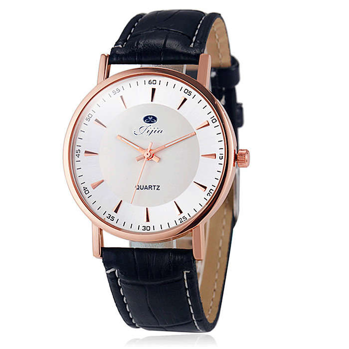 Jijia Business Quartz Watch with Double Scales Leather Band for Men
