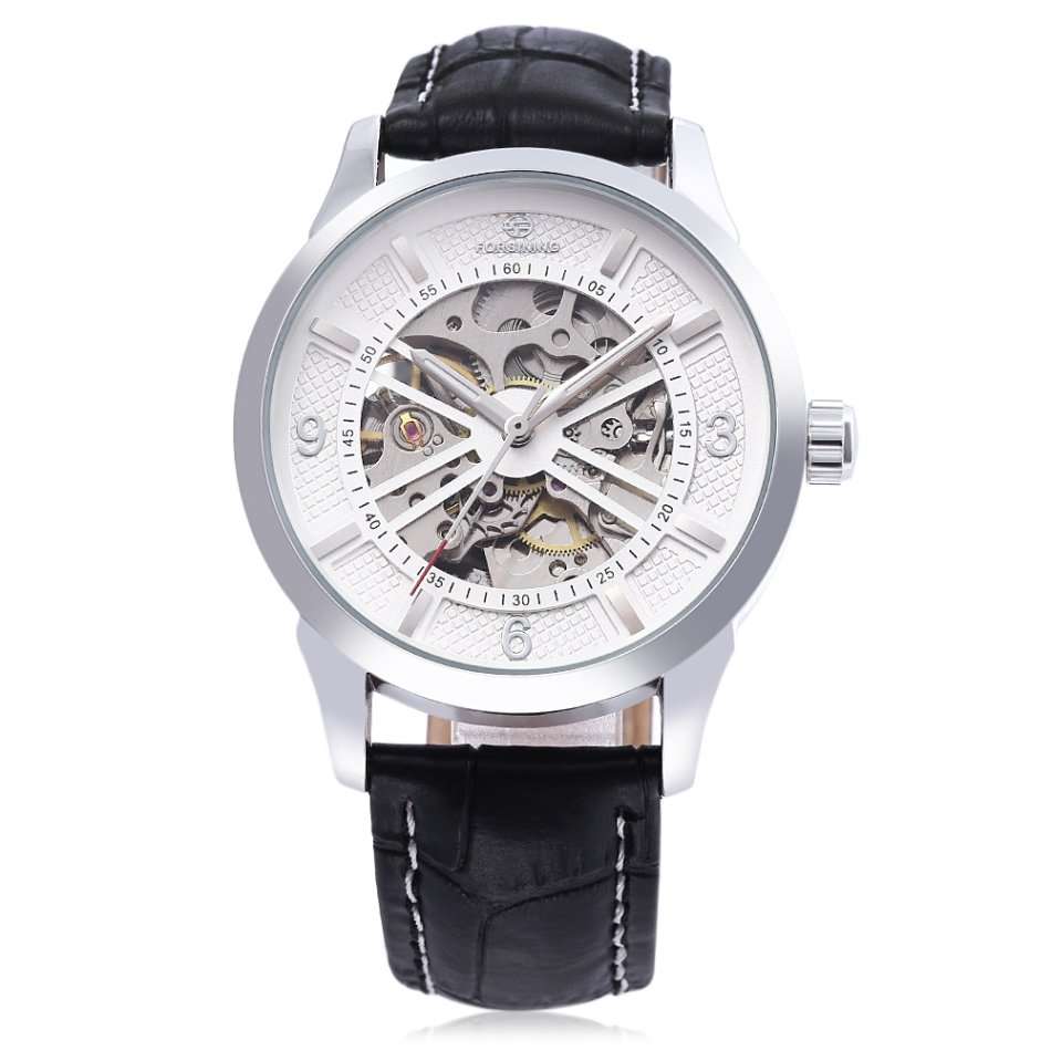 Forsining F1205311 Men Auto Mechanical Watch Luminous Pointer Nail Scale Wristwatch