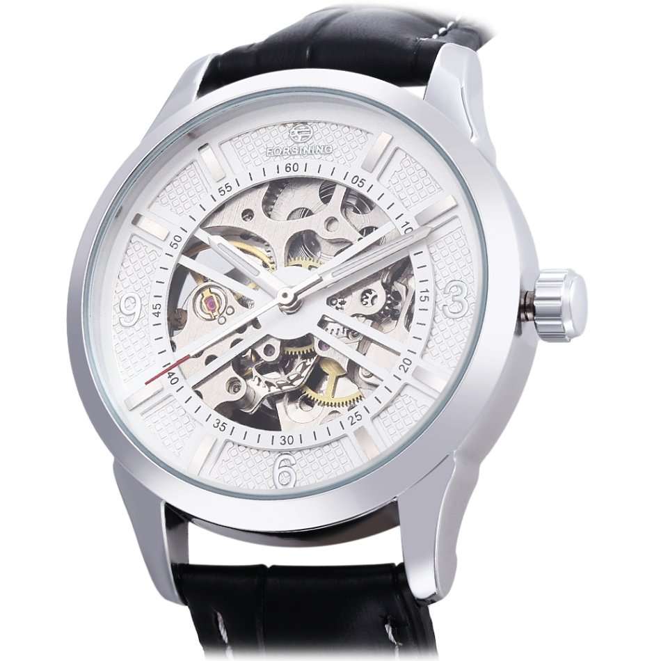 Forsining F1205311 Men Auto Mechanical Watch Luminous Pointer Nail Scale Wristwatch