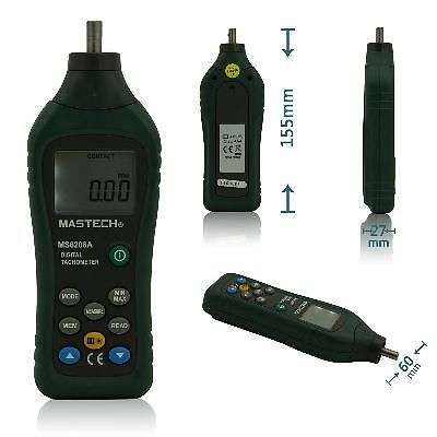 MASTECH MS6208A Contact-type Digital Tachometer with Backlit and Rotation Speed