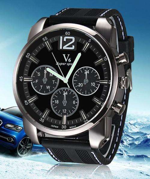 V6 Super Speed Stylish Men Fashion Quqrtz Sport Wristwatch Big Watch