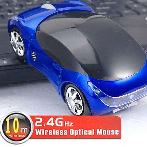 Wireless Car Auto Shape Laptop Optical Mouse Mice Blue