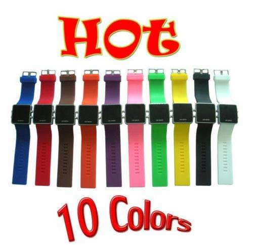 1Dozen 12pcs Fashion Digital Silicone Mirror LED Sports Jelly Wrist Watch