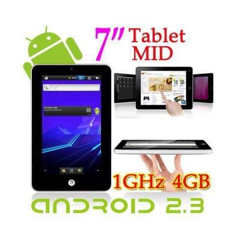 7" Android Epad Tablet MID PC Netbook WiFi Apad Android 2.3 ,CPU 1G HZ,4GB Storage