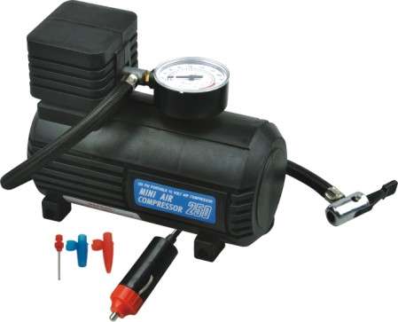 12V DC 250psi MINI CAR TYRE INFLATER/ COMPRESSOR  (& FOR BALLS, RUBBER BOATS, ETC)
