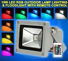 REMOTE CONTROLLED 10W LED WATERPROOF RGB FLOOD LIGHT-1 light with 7 COLOURS