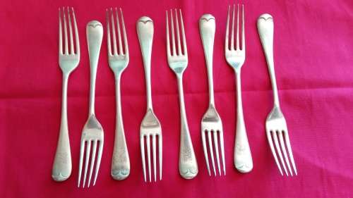 8 X Maple London Tripple Plate Dinner Forks