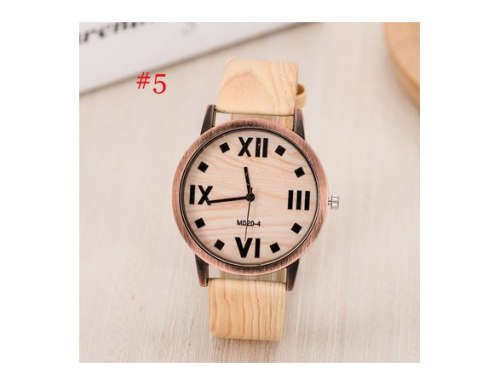 Unisex Leather Band Wooden Frame Wristwatch Mens Womens Quartz Watch Jewelry Gifts