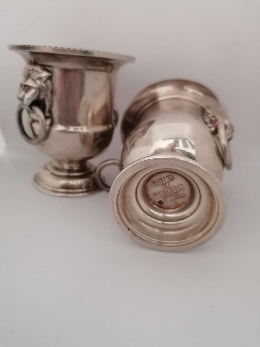 THIS WEEKEND ONLY!!!Vintage Wine Cup Small Silver Plated Viners Of Sheffield England With Lions Head