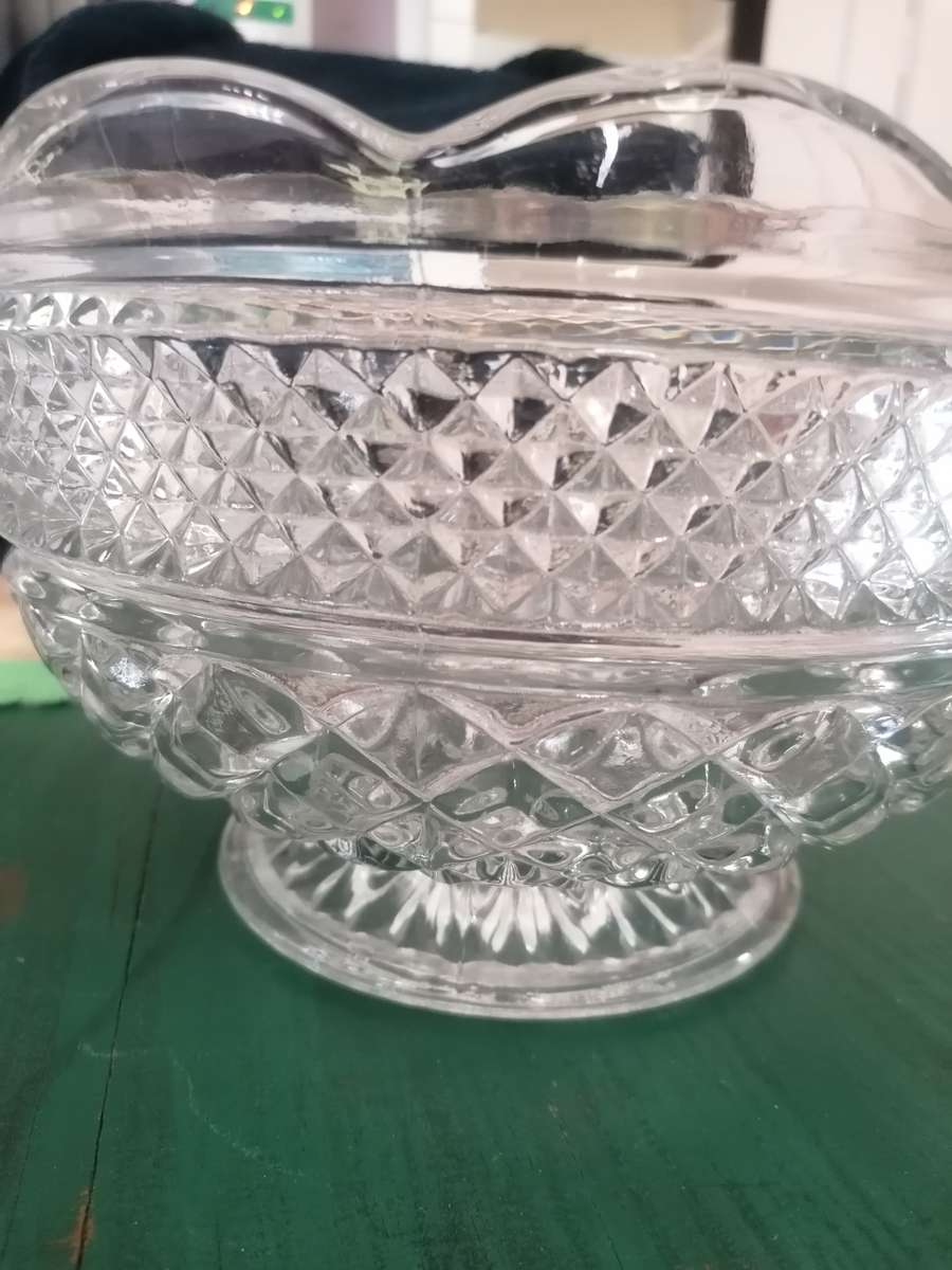 Special!!! Large Heavy Vintage Cut Glass Salad Bowl