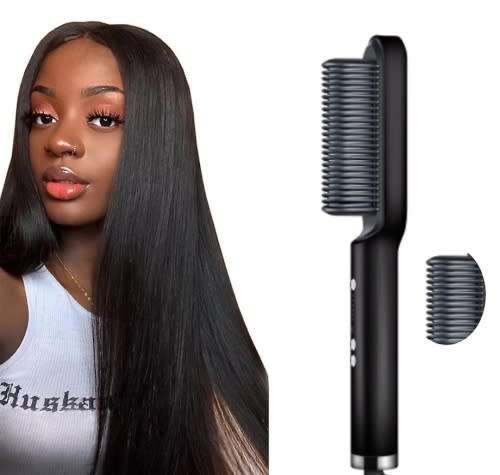 Electric Hair Brush Straightener Heating Comb - Red