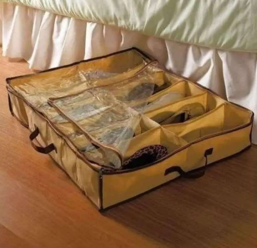 4 X 12 Pocket Organizer Holder Shoe Box  Under Bed Foldable Shoe Container Storage