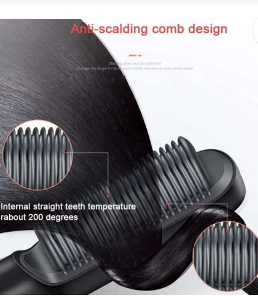 Electric Hair Brush Straightener Heating Comb - Red
