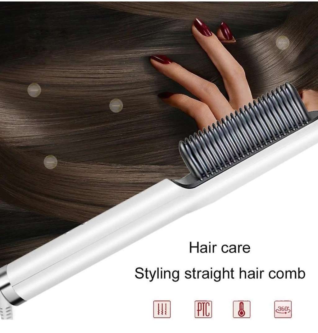 Electric Hair Brush Straightener Heating Comb - Red
