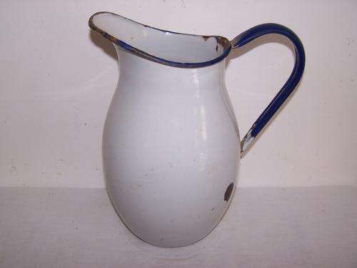 white enamel jug ... classic shape !!!
