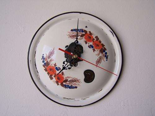 enamel clock ... colourful with character !!!