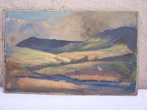 landscape ... oil on canvasboard (?) !!!