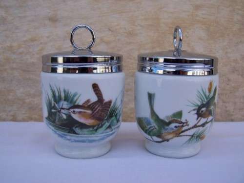 pair double (large) Royal Worcester coddlers ... as new, with birds !!!