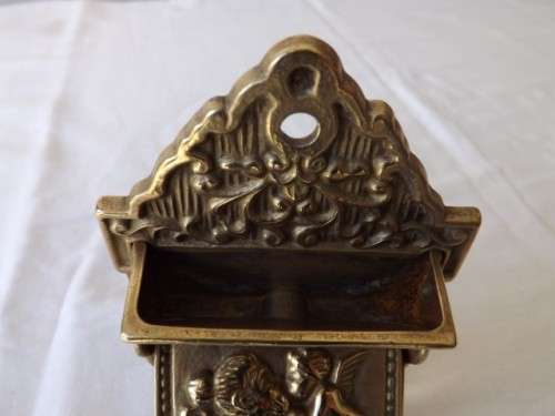 interesting wall container possibly for matches ... of brass !!!