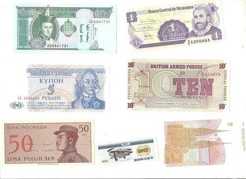 Lot of 10 uncirculated international bank notes