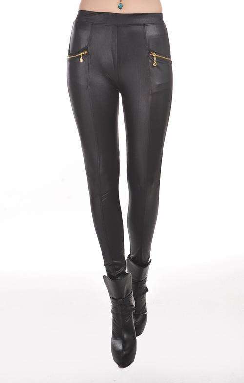 Zip high waist leggings     ONE SIZE