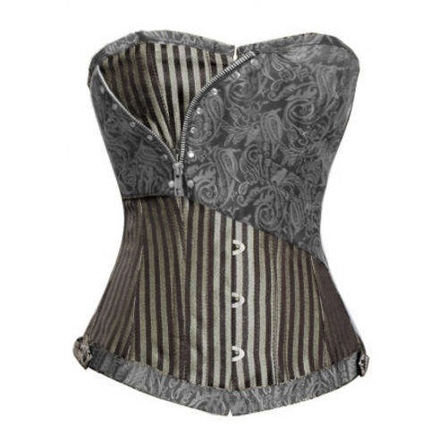 Jacquard Stripe Corset With Zip Detail    S / M/ L/ XL / 2XL