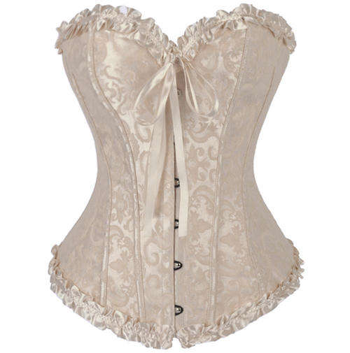 Gothic Brocade Corset Ivory   S,M,L,XL,2XL