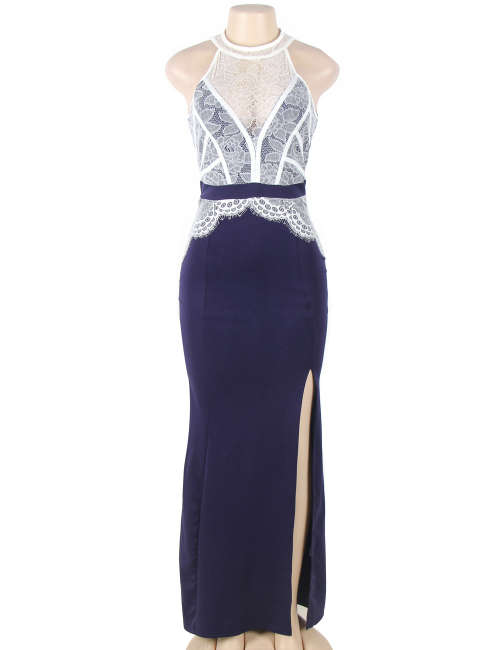 Contrast Lace Split  Dress    SIZE   M/L