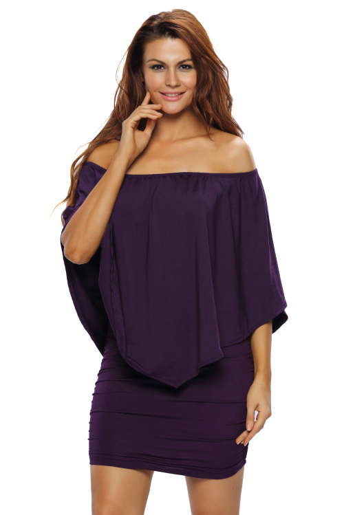 Plus Size Multiple Dressing Layered  Mini Poncho Dress - XL/2XL/3XL