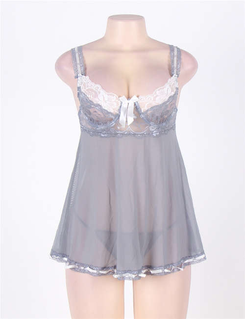 Plus Size Babydoll With Lace Trim - XL-2XL / 3XL-4XL