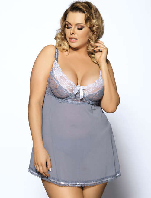 Plus Size Babydoll With Lace Trim - XL-2XL / 3XL-4XL