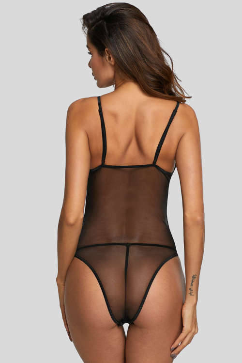 Lace Insert High Leg Bodysuit / Top    S/M/L