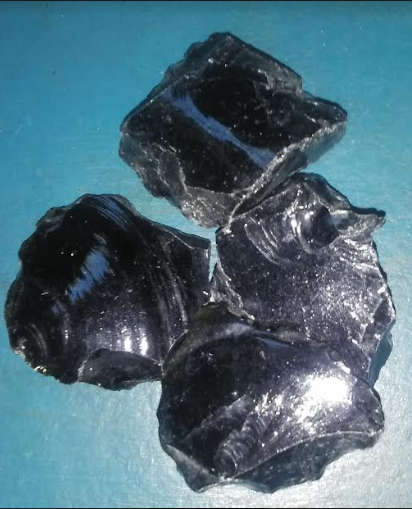 4 pieces of Black Obsidian Rough