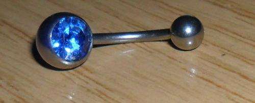 Belly ring surgical steel bar blue colour