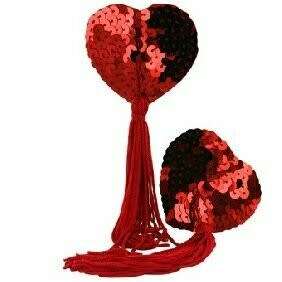 Heart Shape Tassel Nipple Covers - Red (In Stock)
