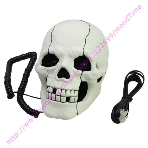 Skull Shaped Wired Telephone (White)