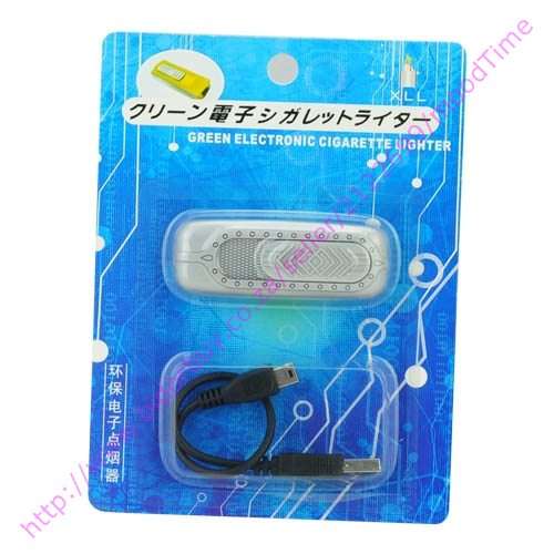 USB Electronic Windproof Cigarette Lighter with LED Light (Silver)
