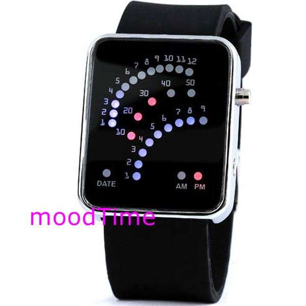 Red Blue LED Fan Watch (Black Silicon Band) (In Stock)