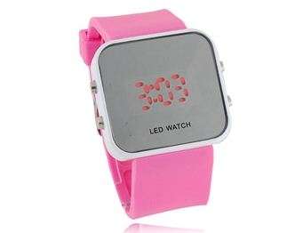 LED Digital Watch (Pink Silicone Strap)