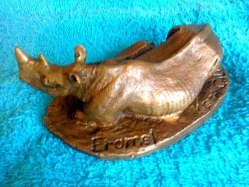 BRONZE RHINO AND CALF by Keith Calder