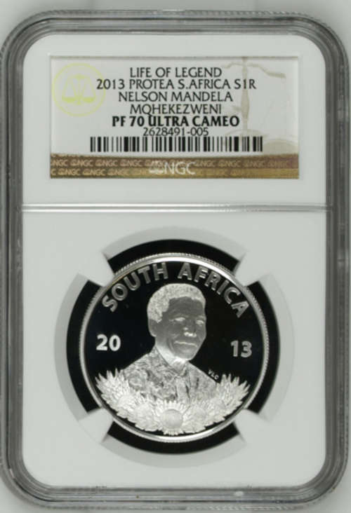 2013 Protea Silver R1 *** THE LIFE OF A LEGEND *** NGC Graded PF70 Ultra Cameo *** Perfect !!!